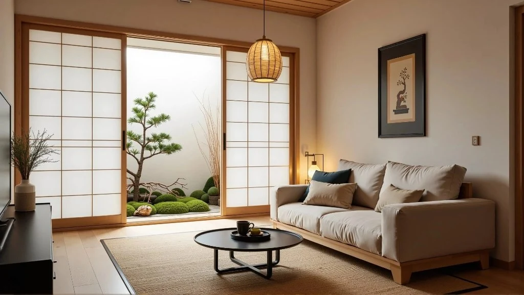 Japanese Zen, Quiet and Elegant Living Space living-room