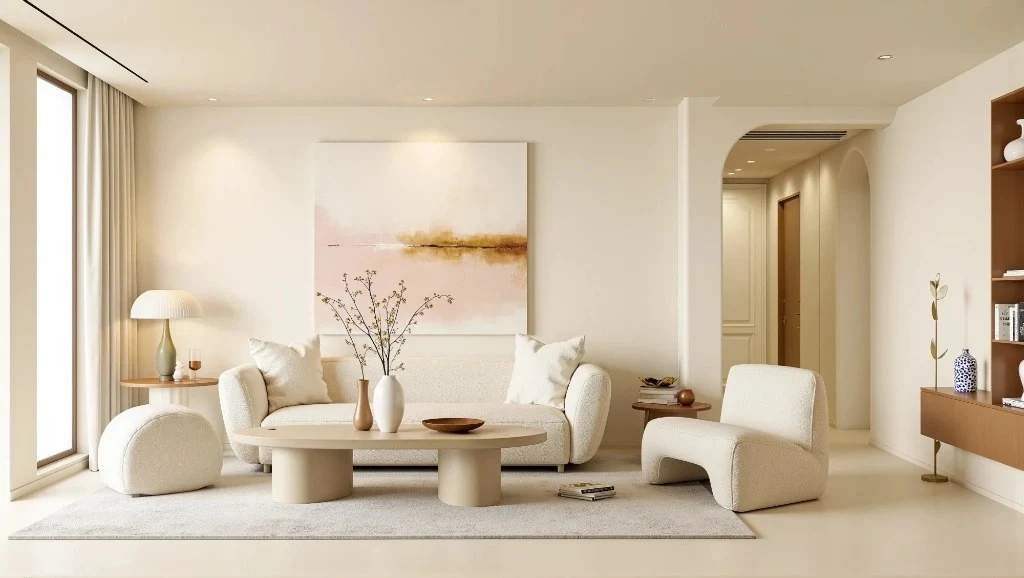 Warm-Toned Simple and Elegant living-room