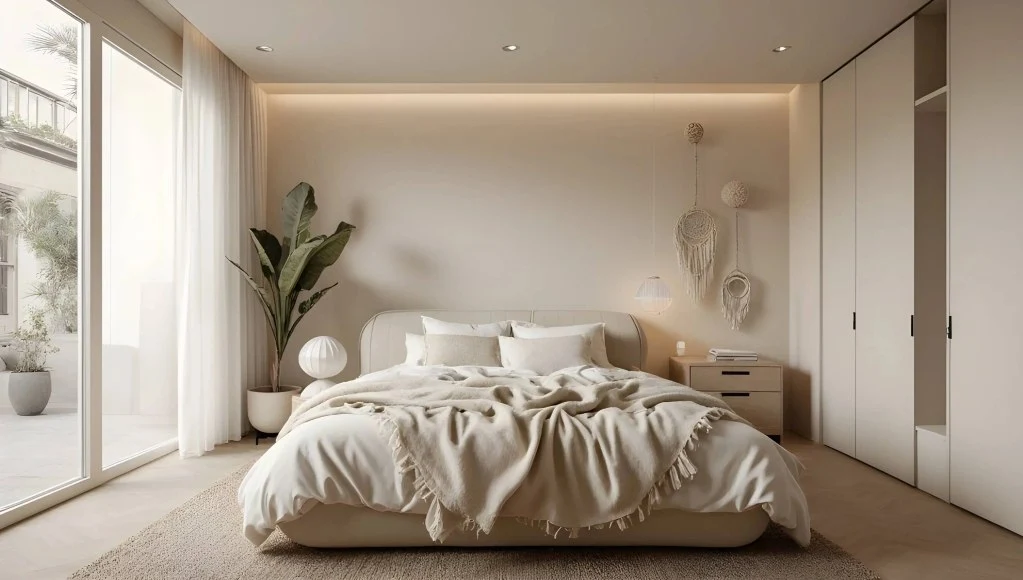 Warm and Soft Wabi-Sabi Style bedroom