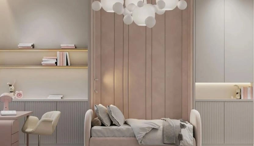 Single  kid's bed with matching study desk.