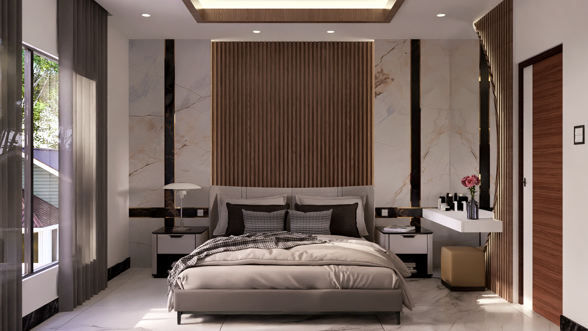 Futuristic bedroom interior design. Bedroom 1