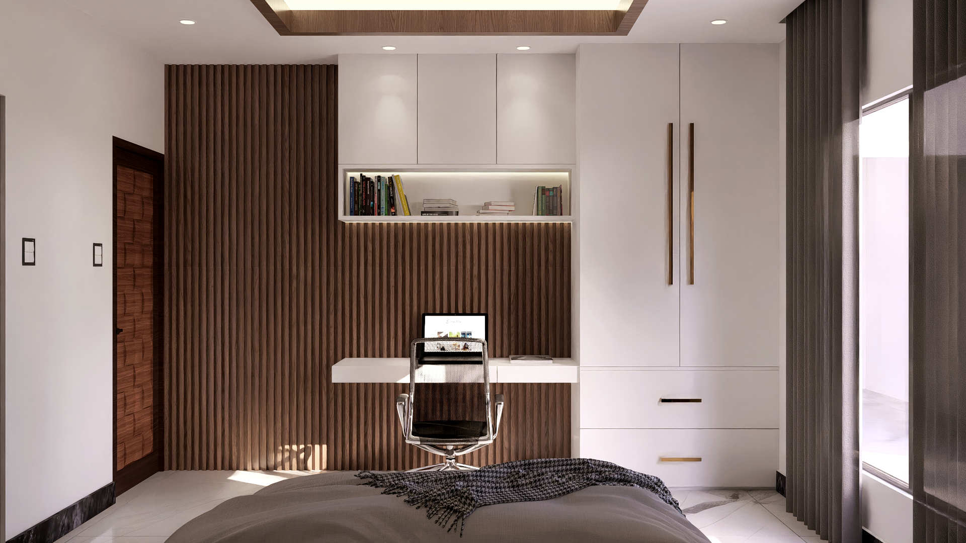 Futuristic bedroom interior design. Bedroom 3