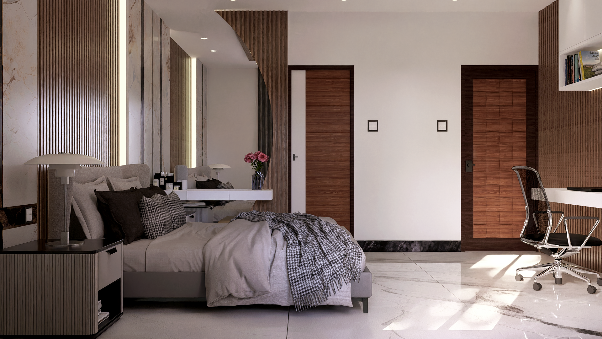 Futuristic bedroom interior design. Bedroom 4