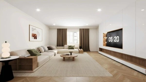 Minimal Japandi Living Room with Boho Warmth