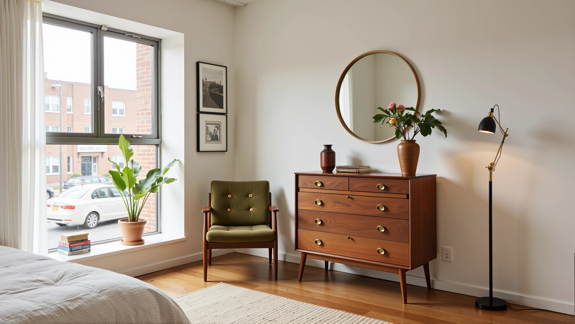 Vintage Elegance, Warm and Quiet Bedroom