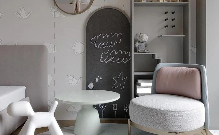 Blackboard mounted on a kids&rsquo; bedroom wall.