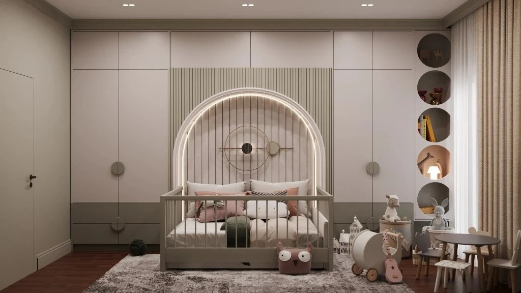 Warm and Elegant Modern Minimalist - style Nursery kids-bedroom