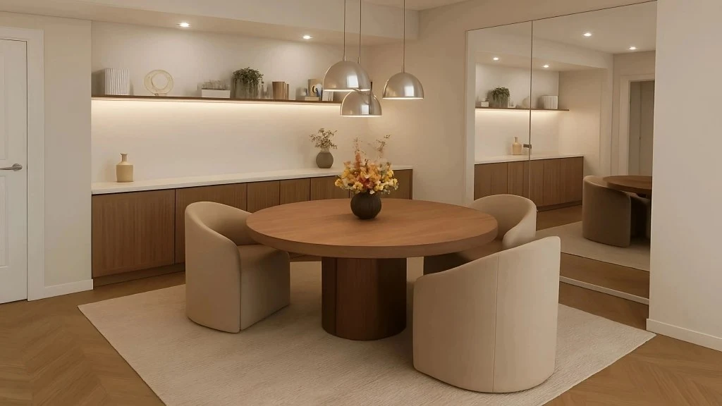 Minimal Japandi Living Room with Boho Warmth dining-room