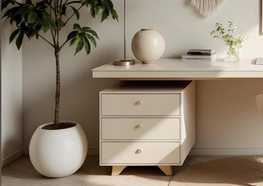 modern home office images with white storage cabinets and clean wall corner design