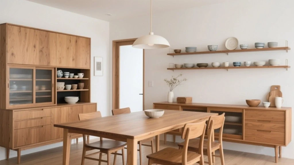 Wooden Rhythm and Zen - like Charm: A Japanese - styled Serene Dwelling dining-room