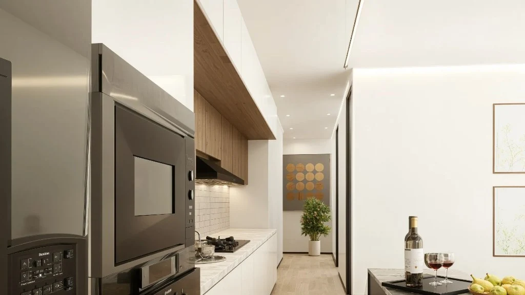 A Calm & Contemporary 3D Interior Experience entryway