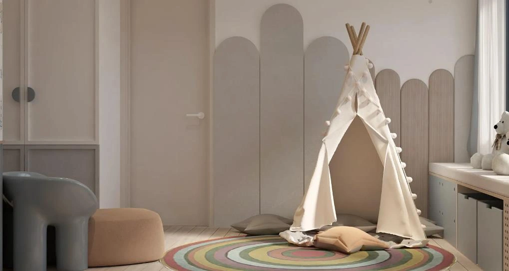 Small indoor tent in a kid&rsquo;s bedroom