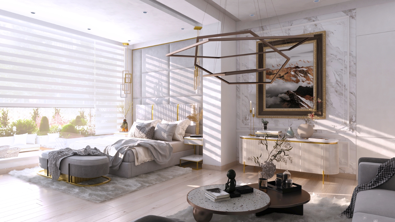 A bedroom of shades and shadows