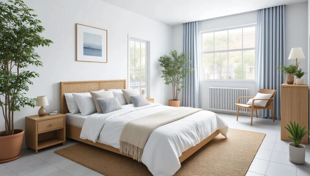 Blue and White Intertwined bedroom