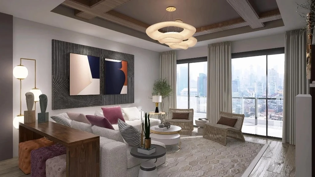 Modern Luxe City Apartment living-room