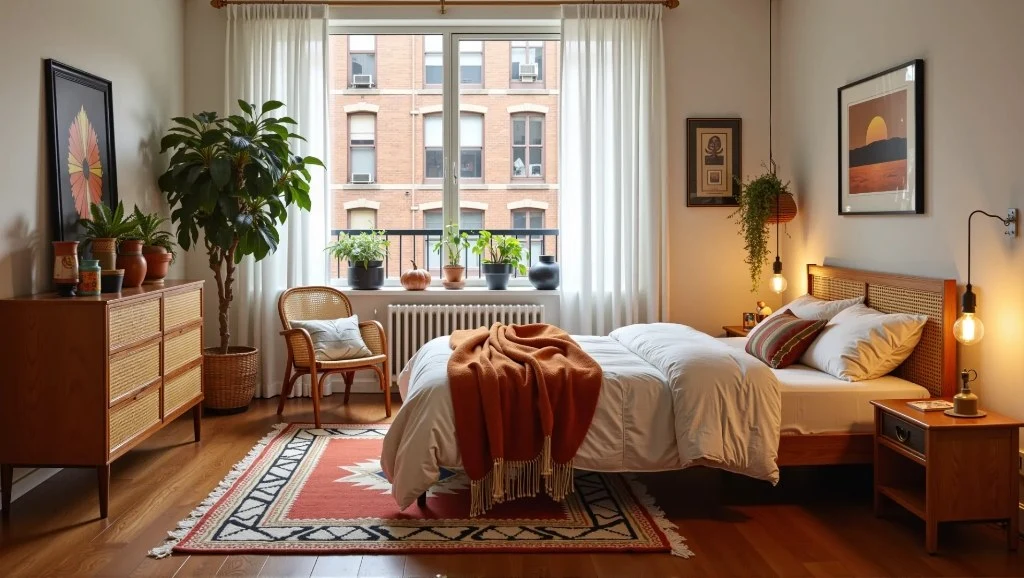 Leisurely Living Room With Blue Windows bedroom