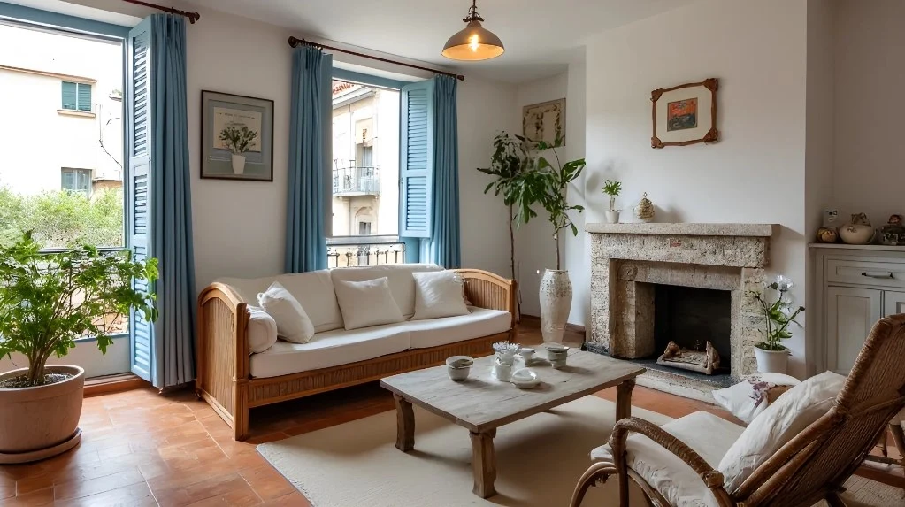 Leisurely Living Room With Rattan Furniture living-room
