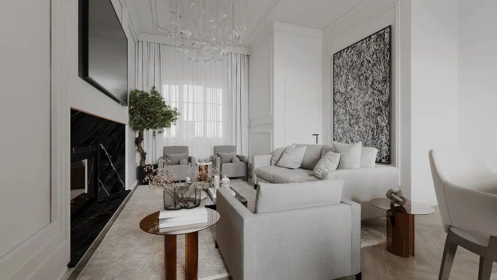 Timeless Harmony: A Modern Classic Open-Concept Living Space