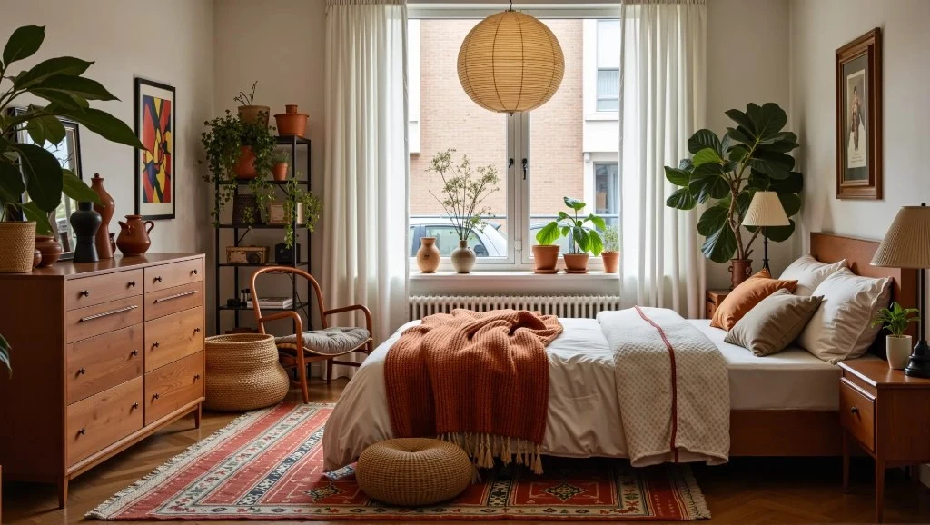 Natural Resonance of Logs and Greenery bedroom