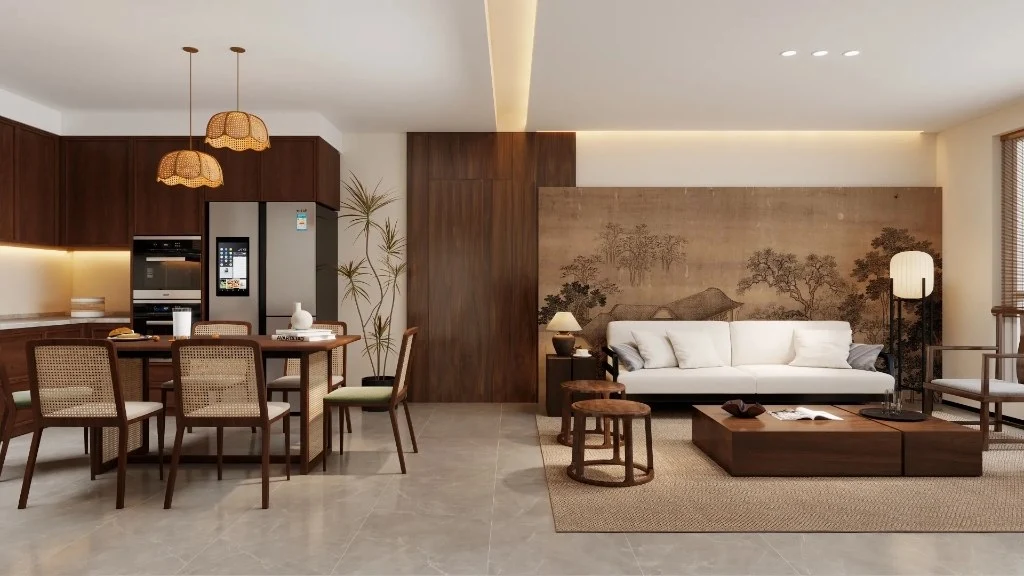 Neo-Chinese Style Wooden Charm Elegant Residence living-room