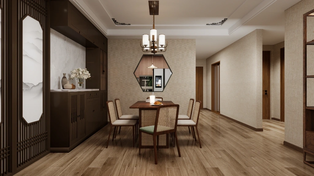 New Chinese-Style Elegant Residence dining-room