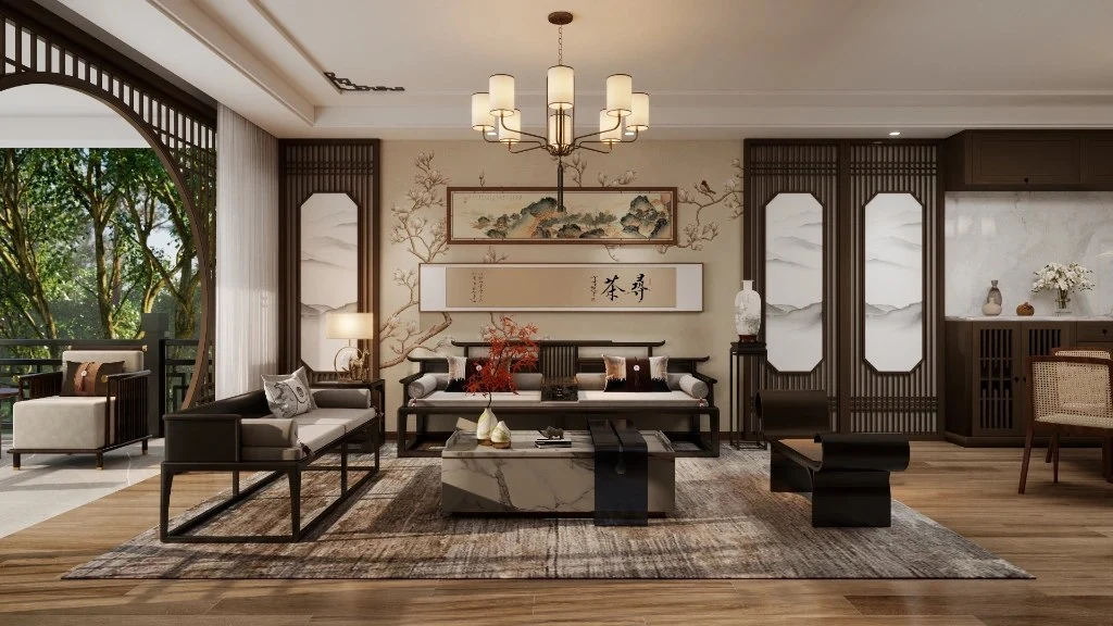 New Chinese-Style Elegant Residence living-room