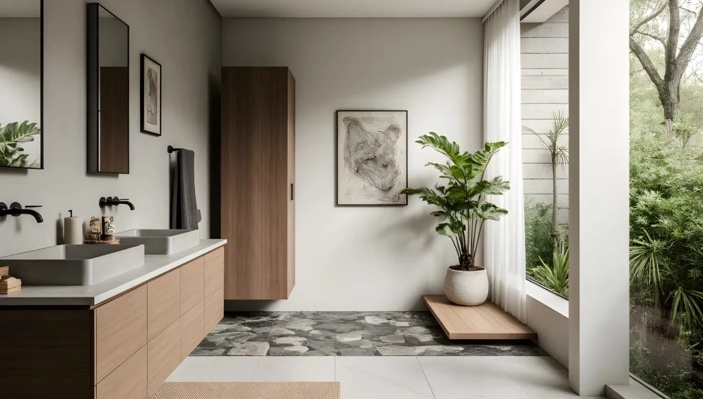 Quiet Narrative of Log - Style Spaces bathroom