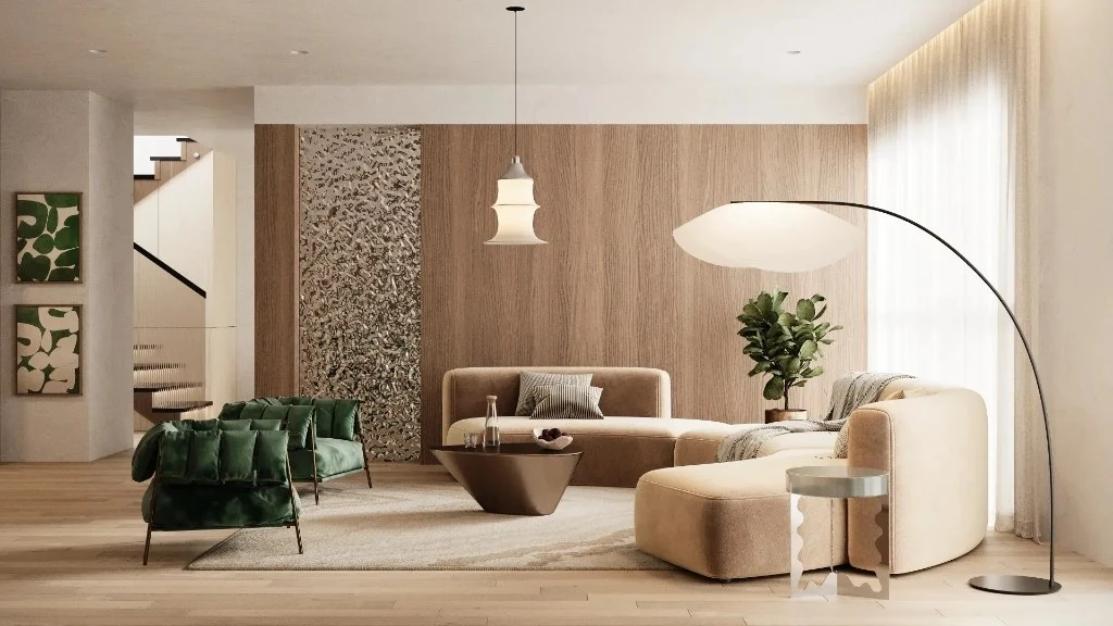 Modern Warm Minimalism with Retro Accents living-room