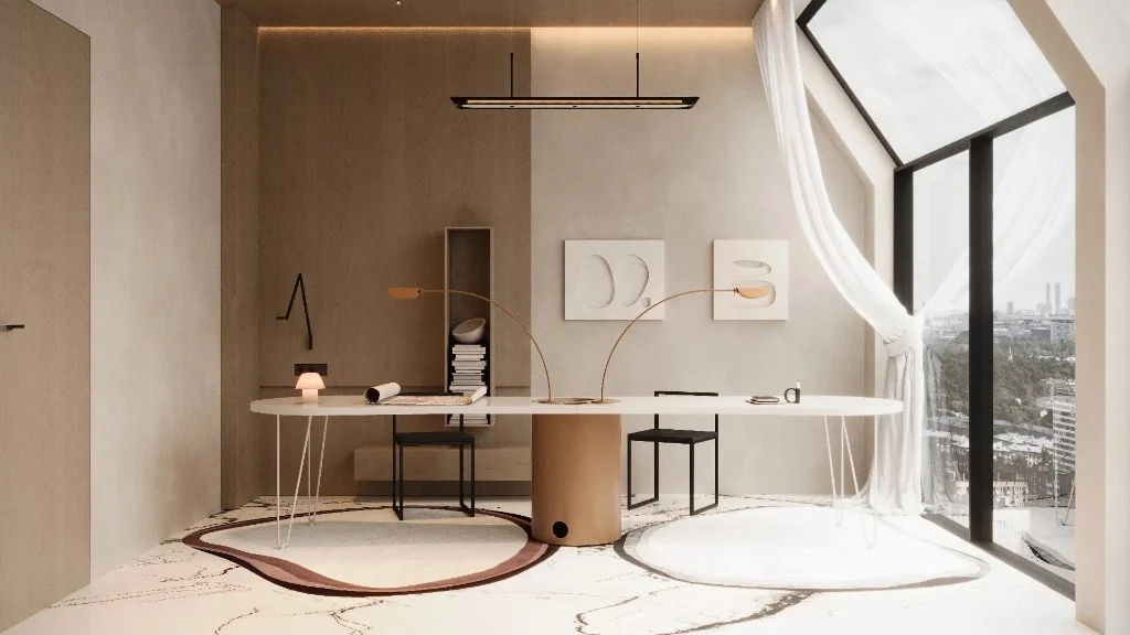 Neo-Renaissance Serenity study-room