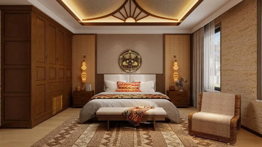 Warm-Toned Elegant Home Space bedroom