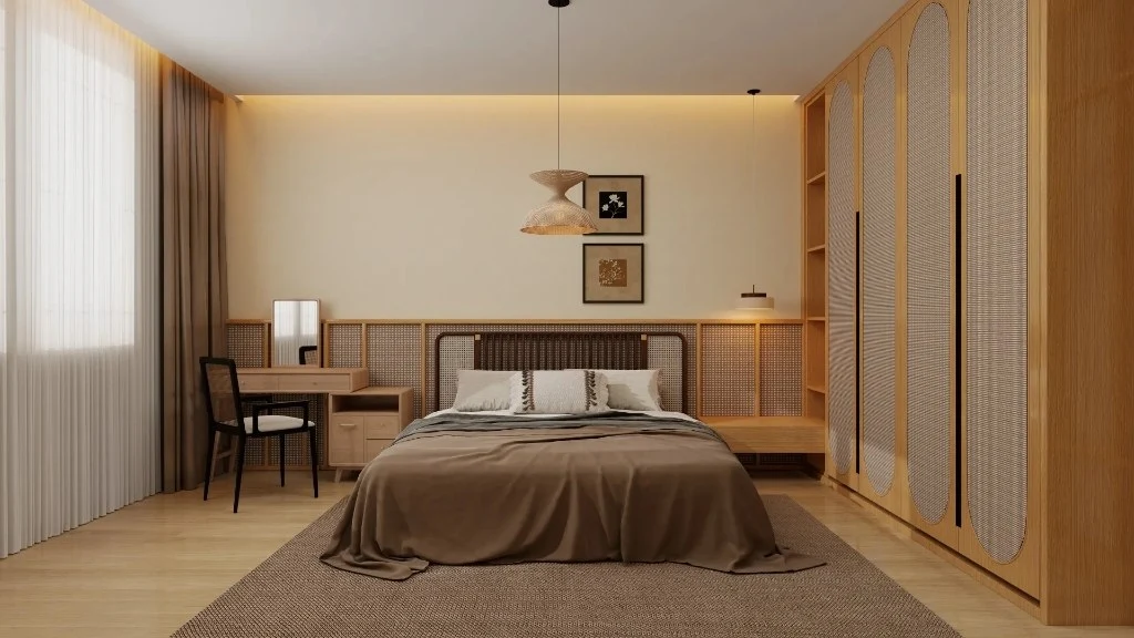 Weaving an Oriental Quiet Home bedroom
