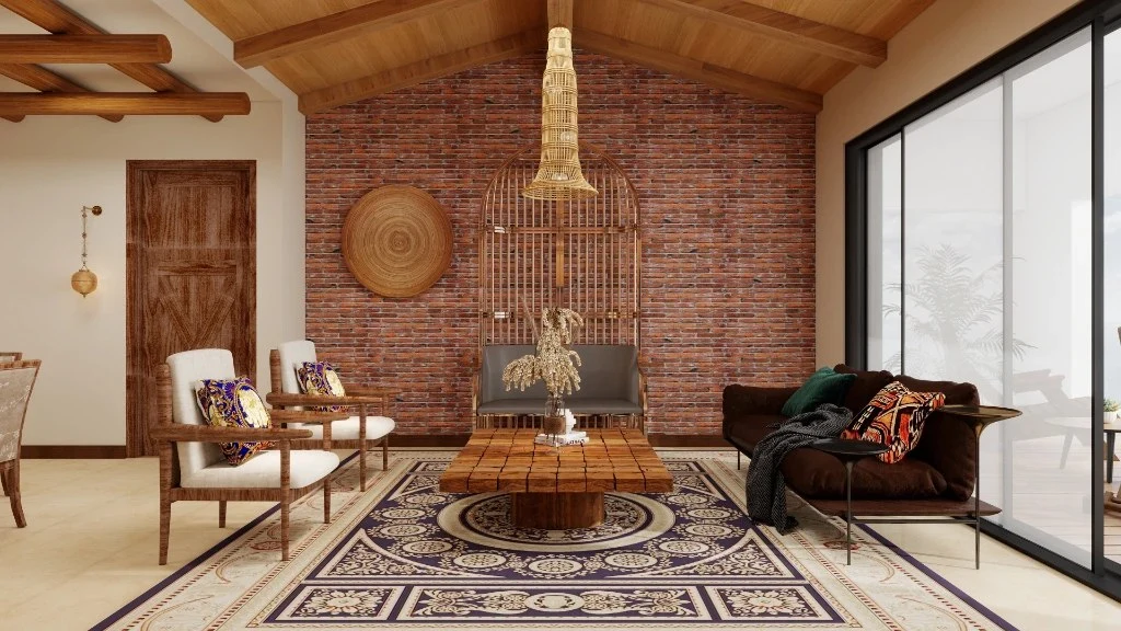 Wooden Beams and Ancient Bricks living-room