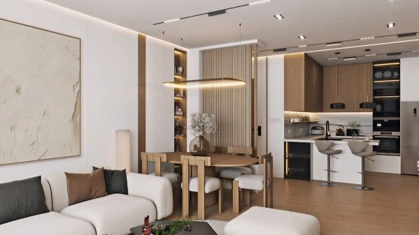 Contemporary Open-Concept Living and Dining Space