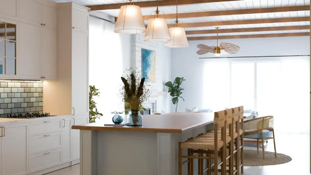 Modern Coastal-Inspired Living & Bedroom Interior dining-room