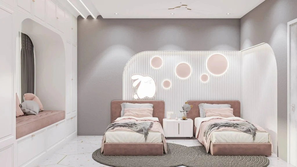 Soft - pink Whimsical Kids' Haven kids-bedroom