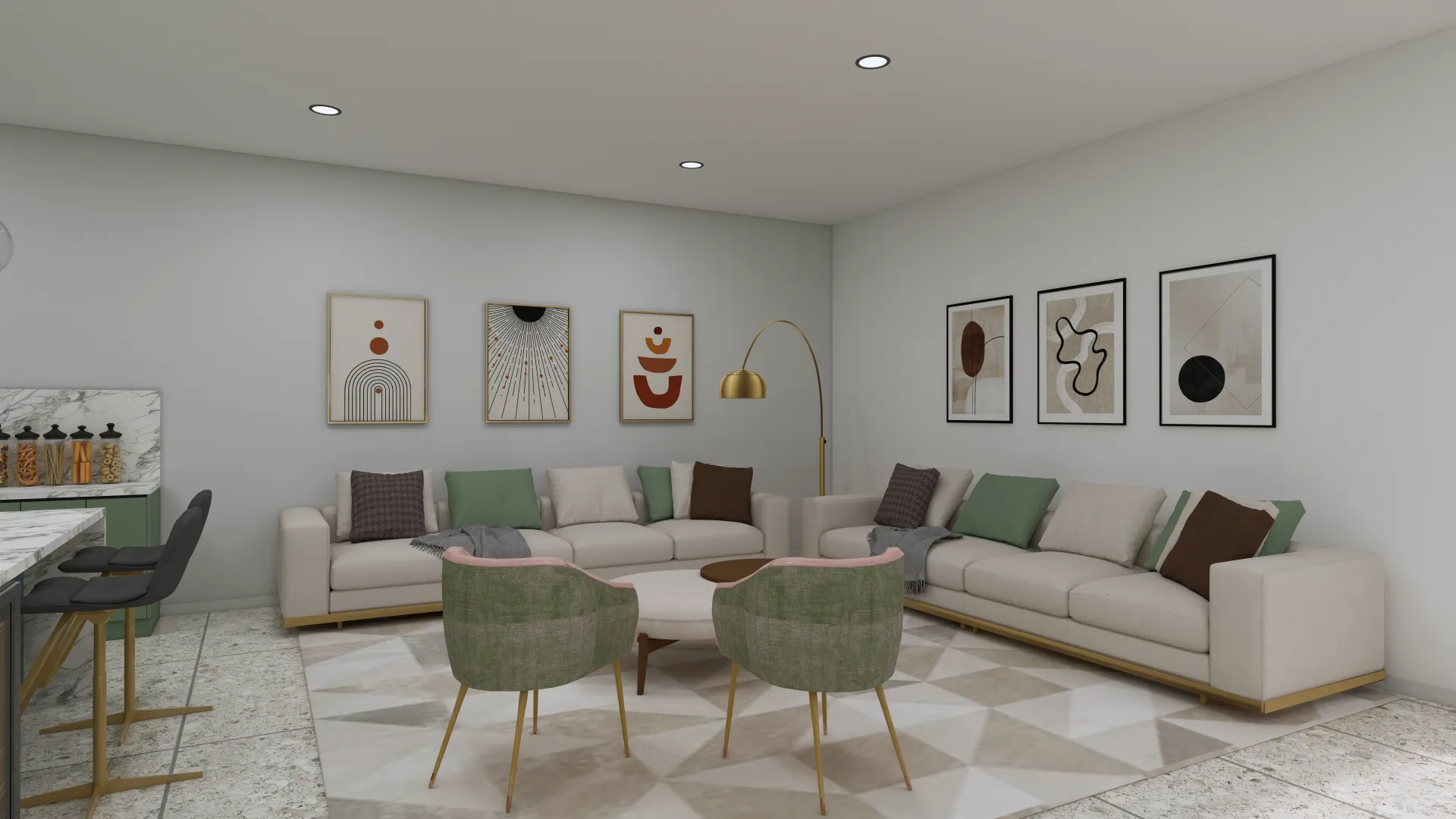 Modern kitchen and livingroom Living room 1