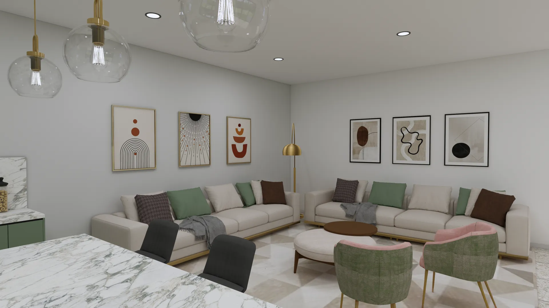 Modern kitchen and livingroom Living room 3