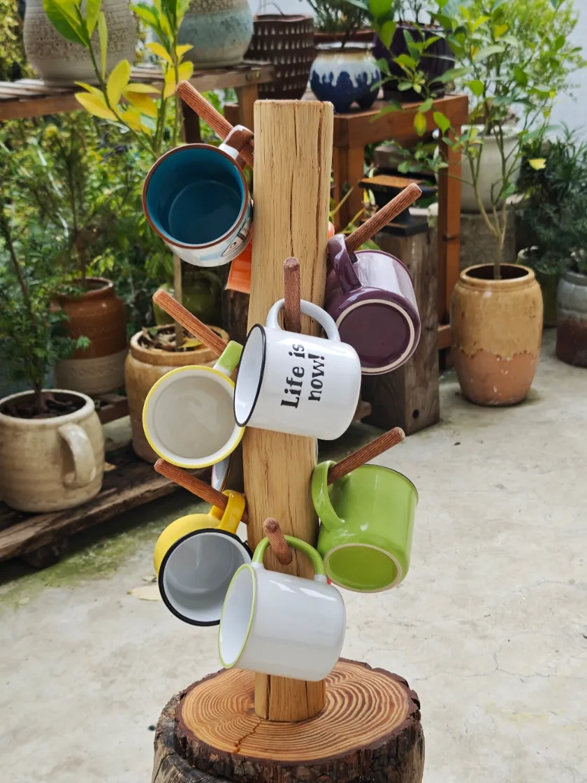 DIY Rustic Wooden Mug Holder ☕🌿  A little fallen wood, a few branches, and your favorite colorful