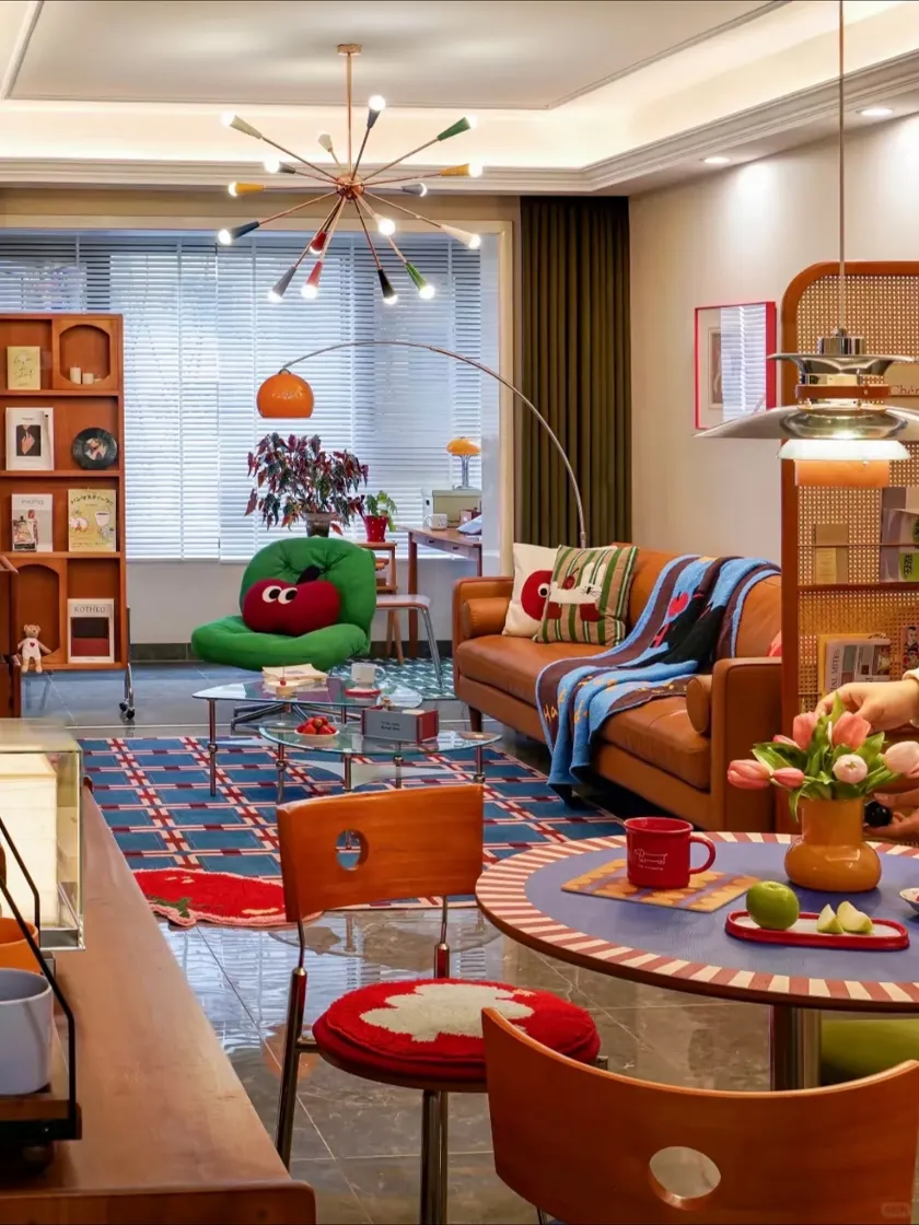 ✨ Colorful Vintage Style | A Playful Retro Home 🧡  This colorful vintage interior blends midcentury
