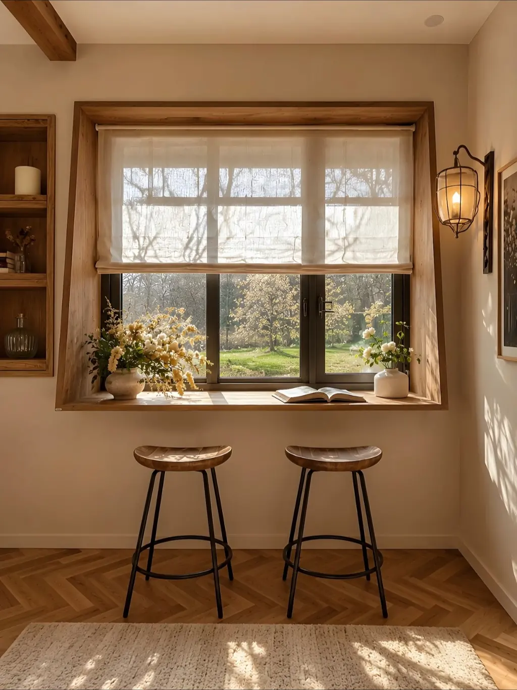 A Cozy Window Nook ☀️🌿  There’s something so grounding about turning a quiet window corner into a