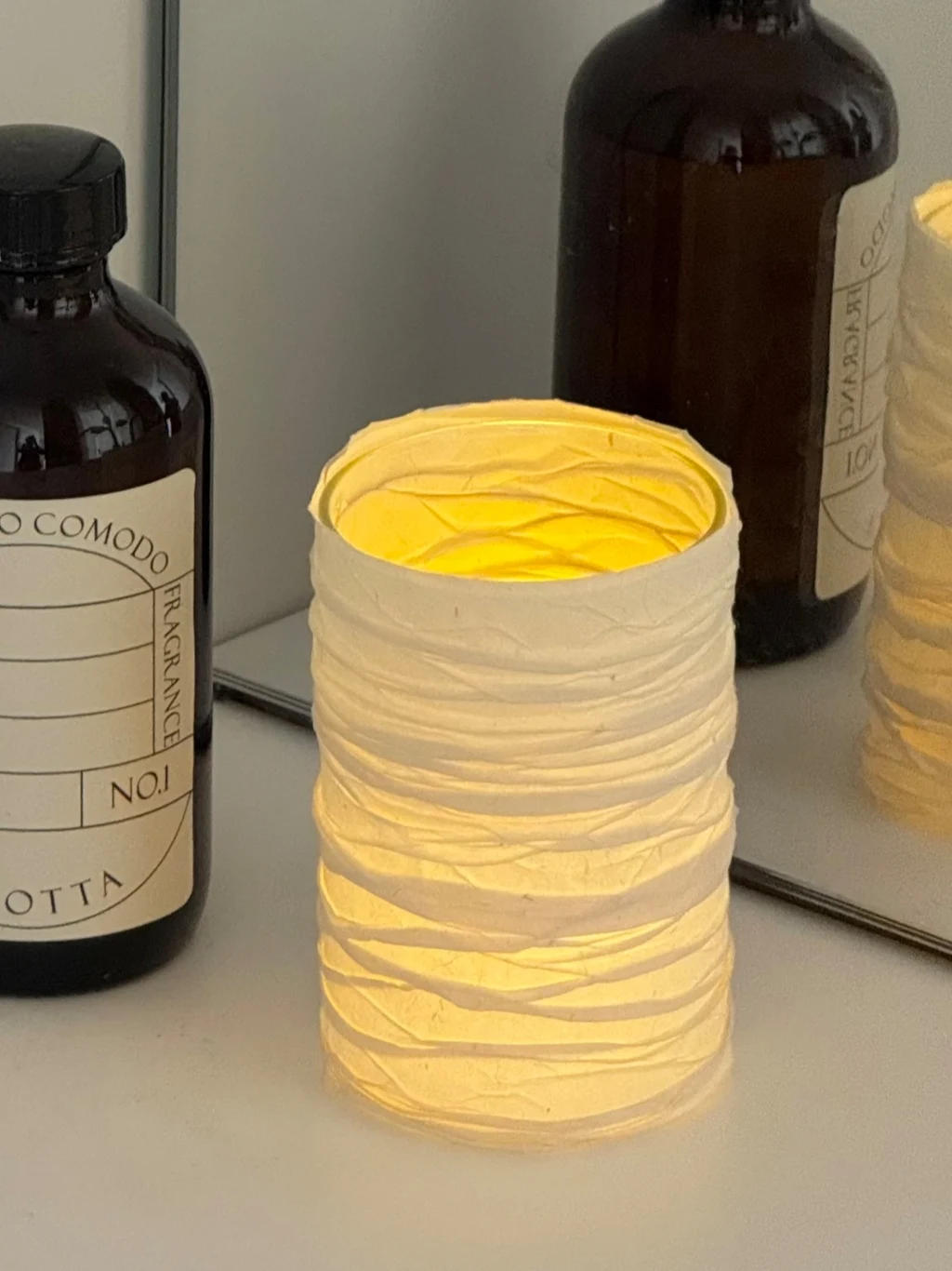 DIY Textured Paper Lamp 💡🤍  Create a one-of-a-kind paper lamp with beautiful handmade textures that
