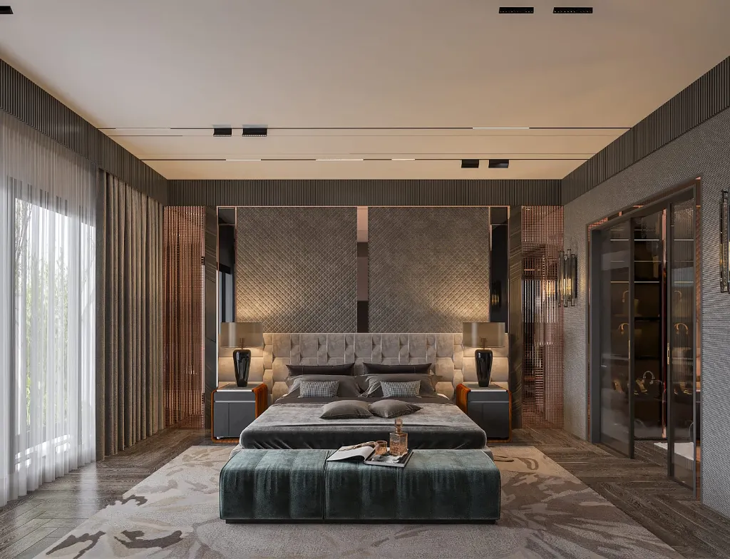 **The Art of Luxury: Welcome to Modern Bedroom Elegance ✨🤎**  Step into a beautifully designed