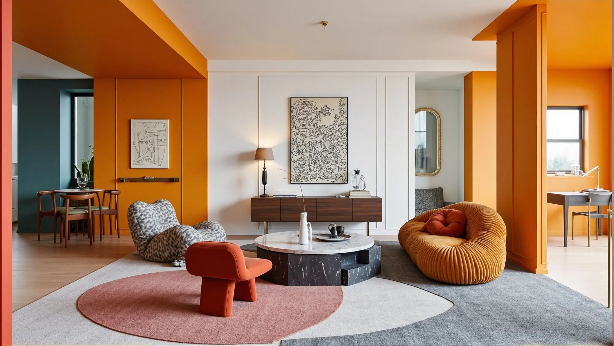 Mixing bold color schemes in contemporary interiors
