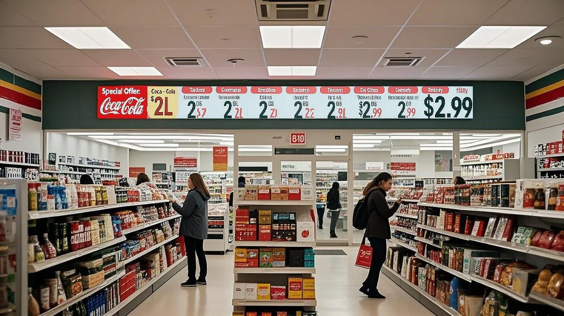 Digital display screen for convenience stores
