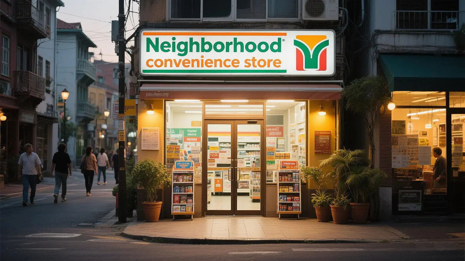 The exterior view of the convenience store