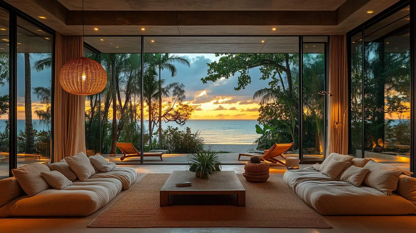 Island-style interior design for the living room