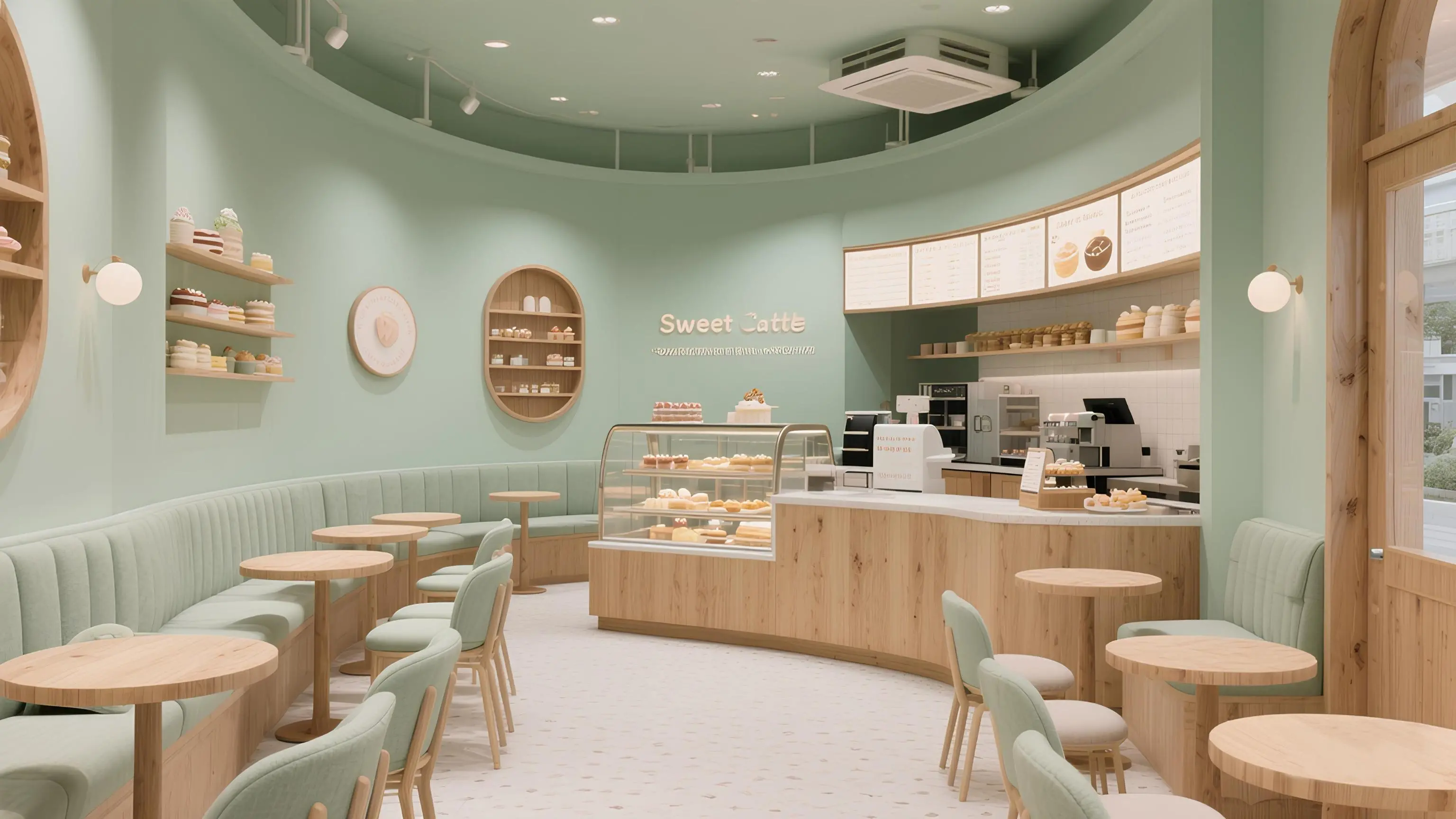 Interior layout of the dessert shop