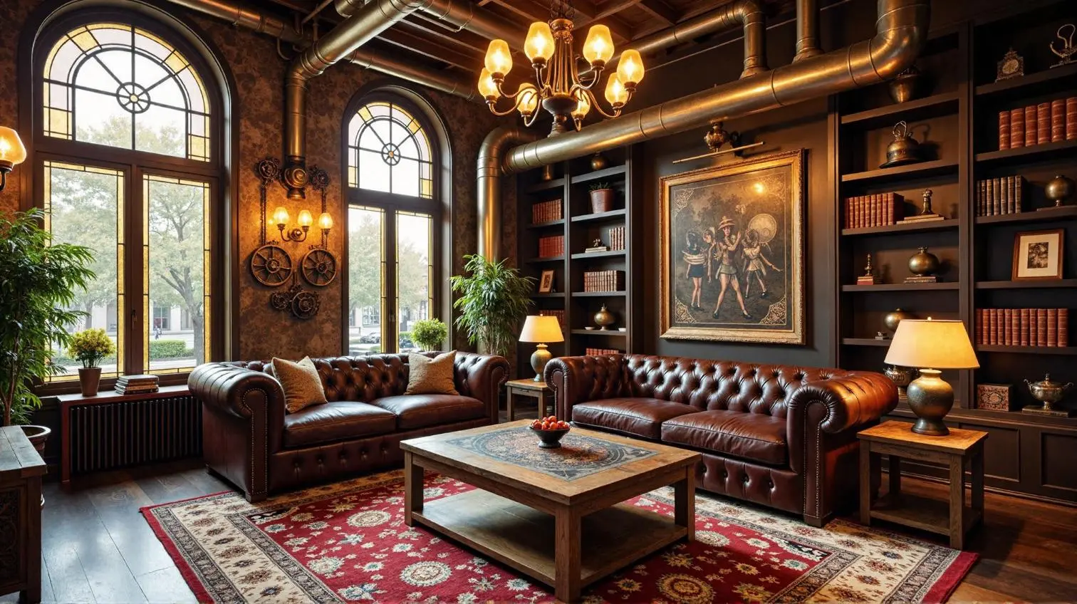 Steam-punk style space, living room