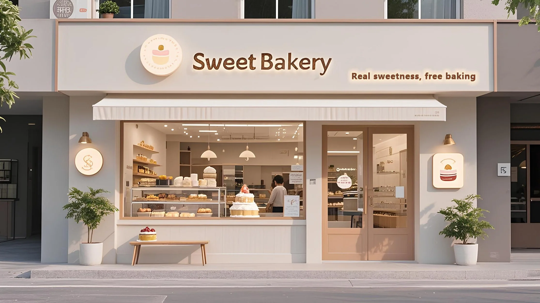 Dessert shop, exterior view