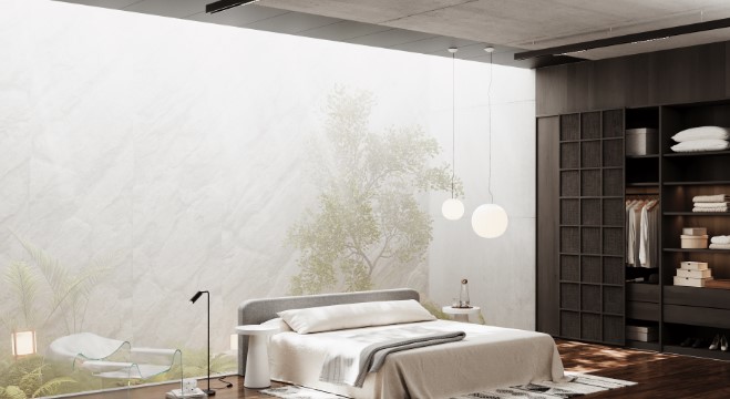 Install large-area light-transmitting walls in your bedroom